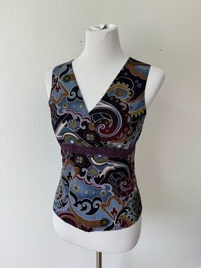 Vintage Vanity Paisley V-Neck Tank Top